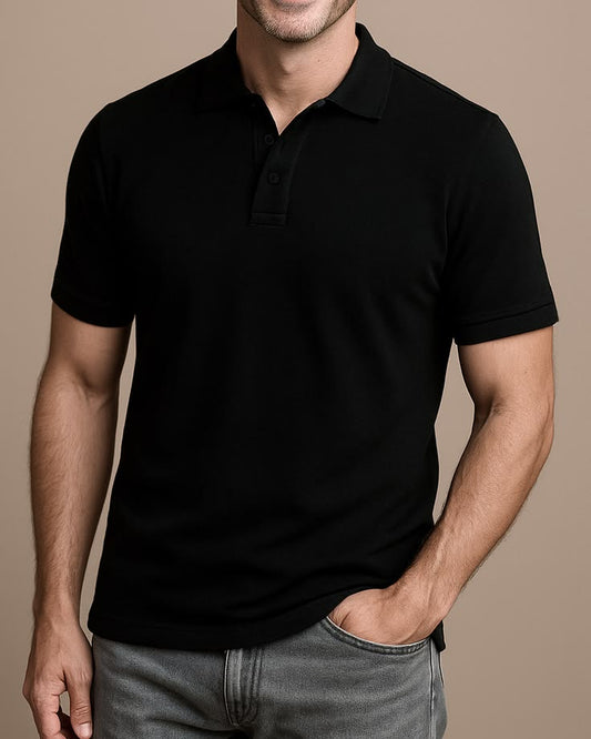 Black Polo T-Shirt – Premium Cotton | Nexin
